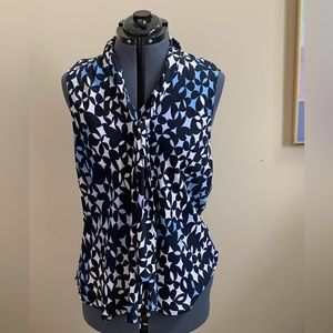 Gently Used Anne Klein Sleeveless Top with attached scarf/tie,  Sz 14